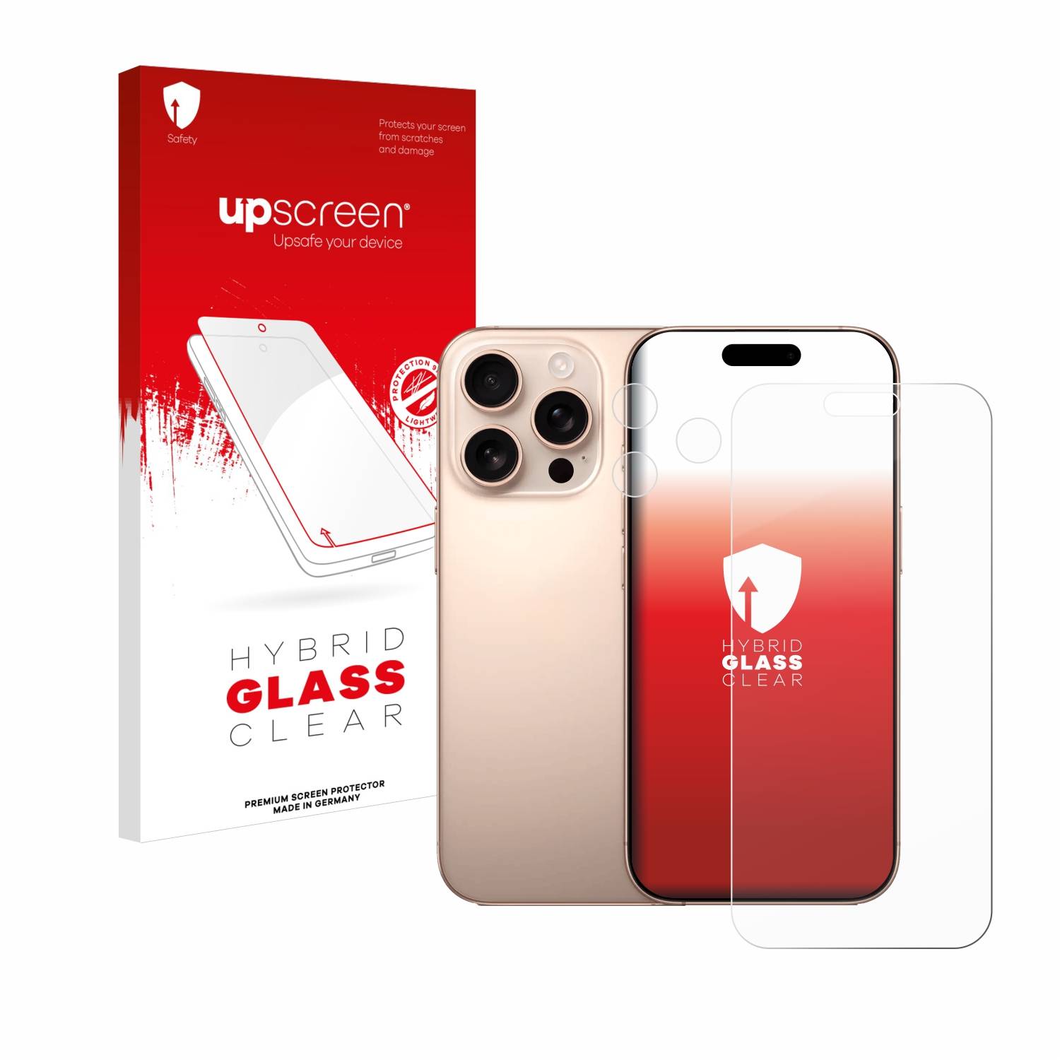 upscreen Hybrid Glas Panzer-Folie für Apple iPhone 16 Pro Max (Display+Kamera)