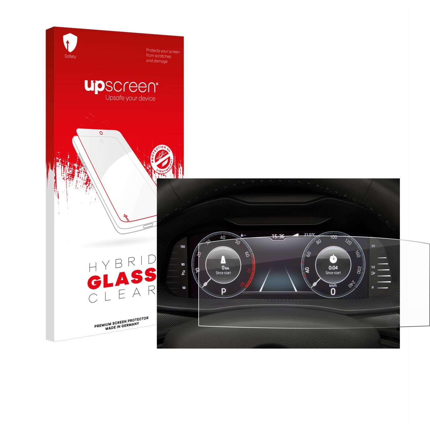 upscreen Hybrid Glas Panzer-Folie für Skoda Virtual Cockpit 10.25