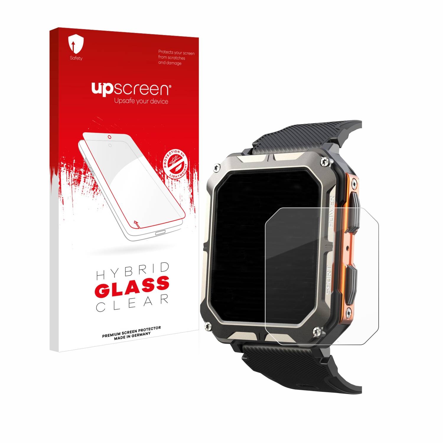 upscreen Hybrid Glas Panzer-Folie für Findtime Smartwatch 1.83