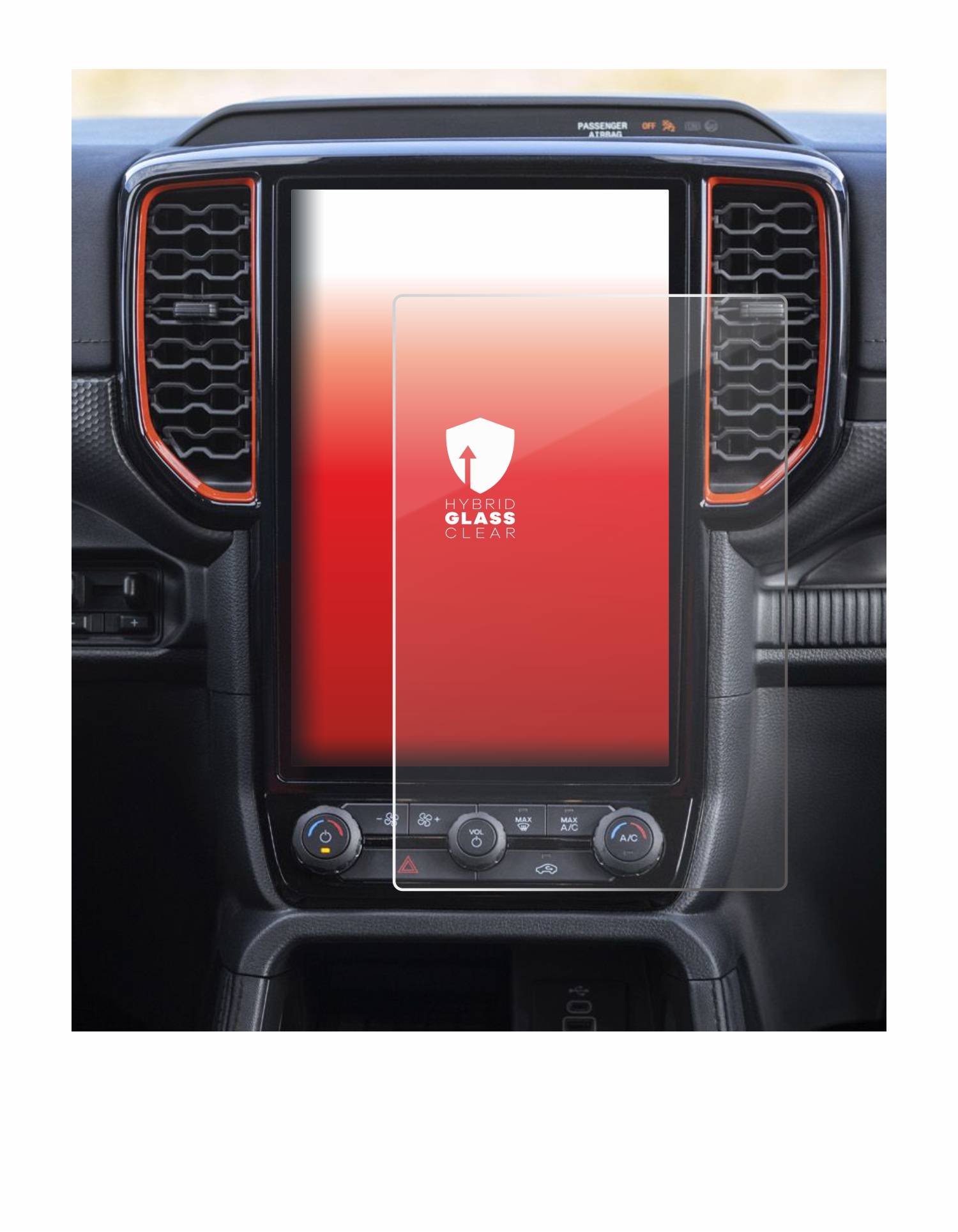 upscreen Hybrid Glas Panzer-Folie für Ford Ranger XLT (2024)