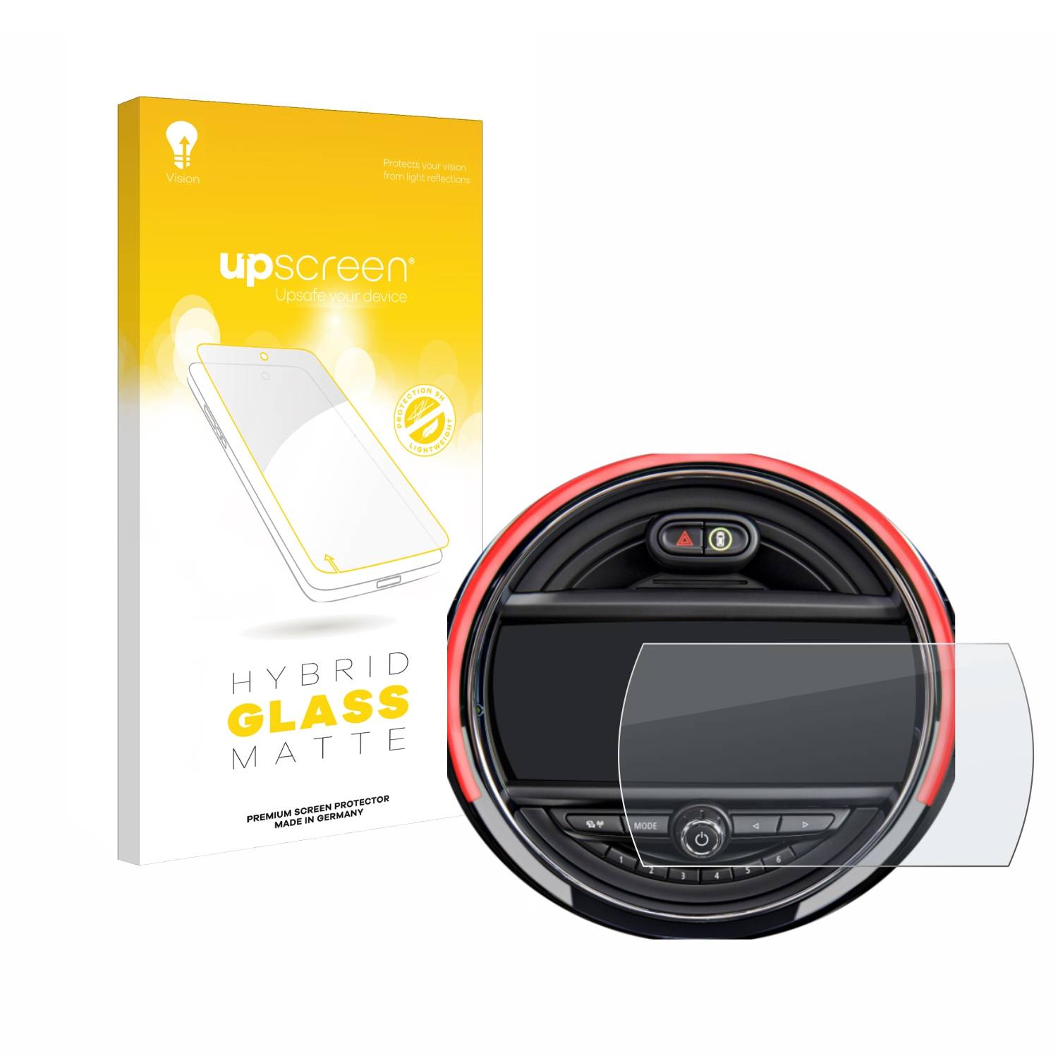 upscreen Hybrid Glas Matt Panzer-Folie für Mini Cooper R56 (6.5)