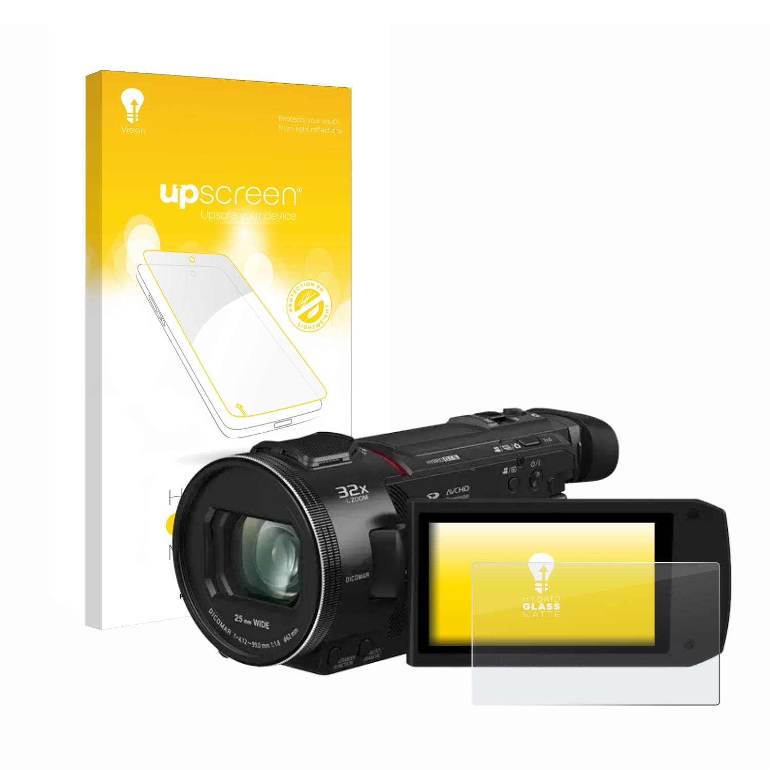upscreen Hybrid Glas Matt Panzer-Folie für Panasonic HC-VXF11