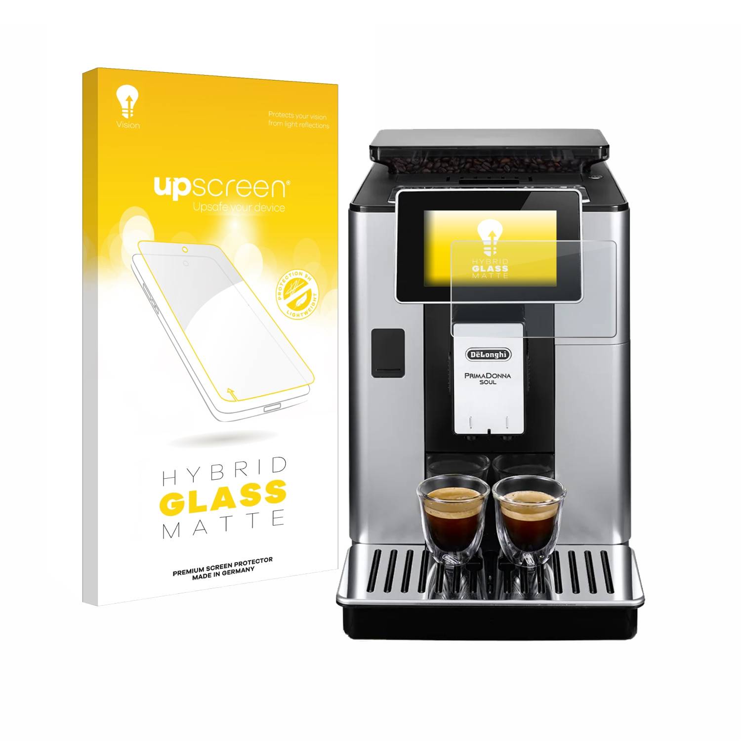 upscreen Hybrid Glas Matt Panzer-Folie für DeLonghi PrimaDonna Soul ECAM610.74.MB