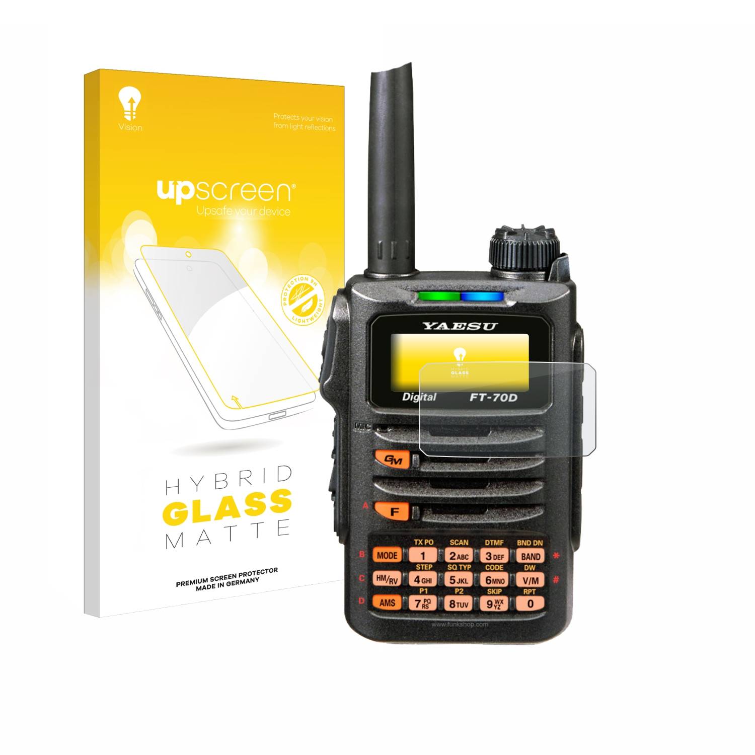 upscreen Hybrid Glas Matt Panzer-Folie für Yaesu FT-70DR