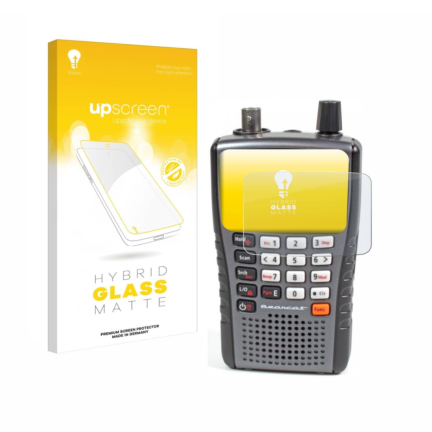 upscreen Hybrid Glas Matt Panzer-Folie für Uniden UBC125XLThand