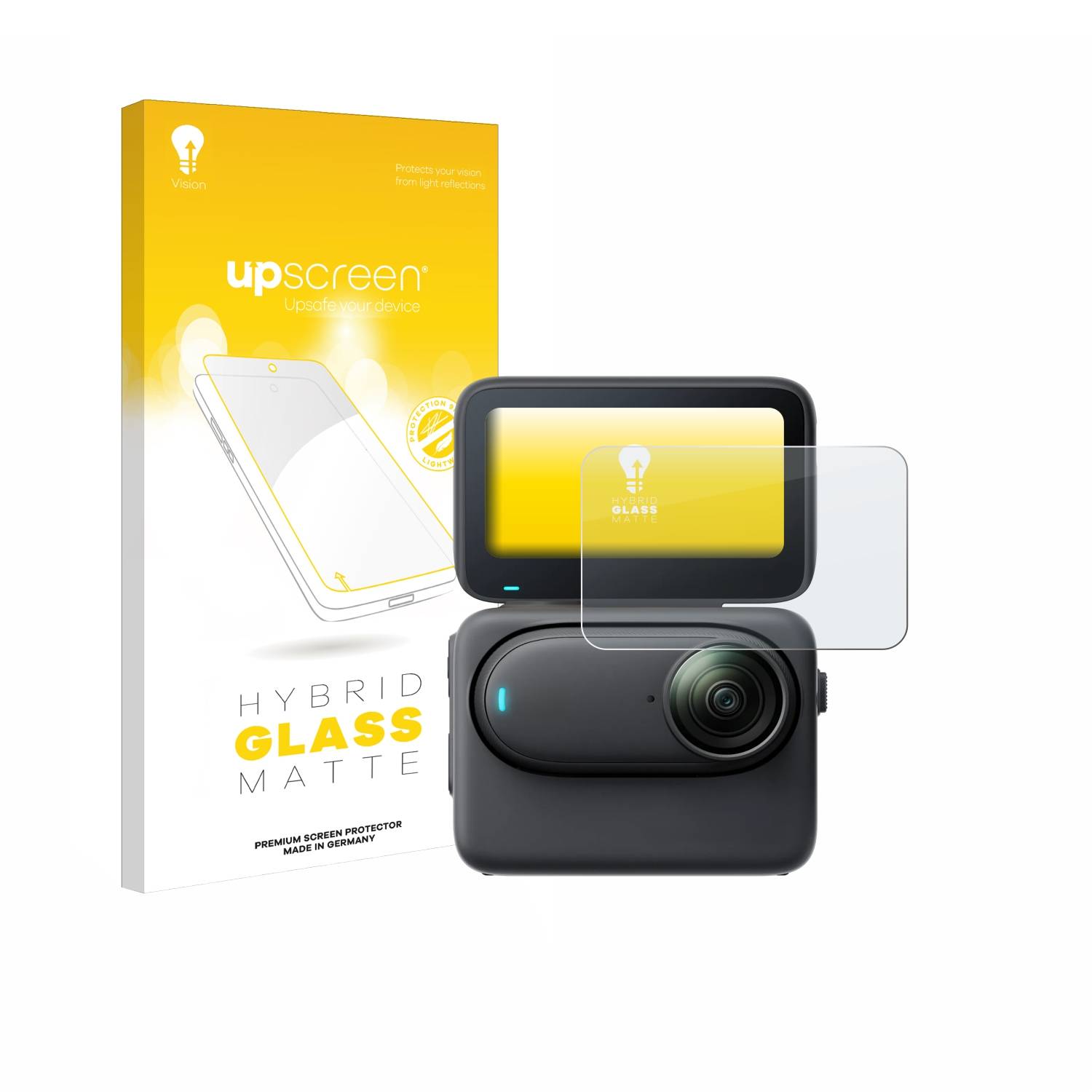 upscreen Hybrid Glas Matt Panzer-Folie für Insta360 Go 3S