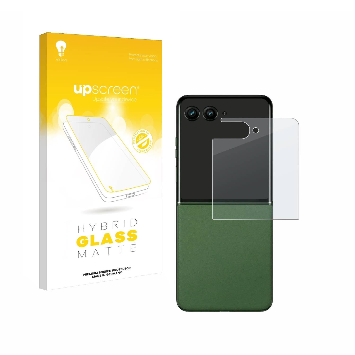 upscreen Hybrid Glas Matt Panzer-Folie für Motorola Razr 50 Ultra (Hinteres Display)