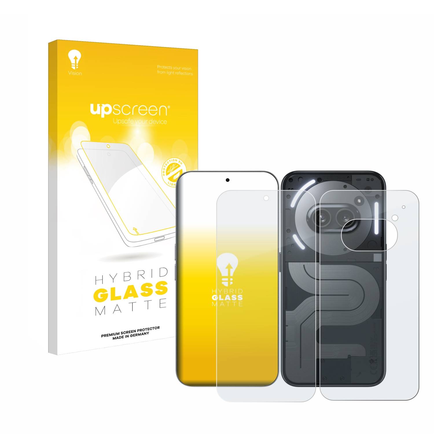 upscreen Hybrid Glas Matt Panzer-Folie für Nothing Phone (2a) Plus (Display+Rückseite)