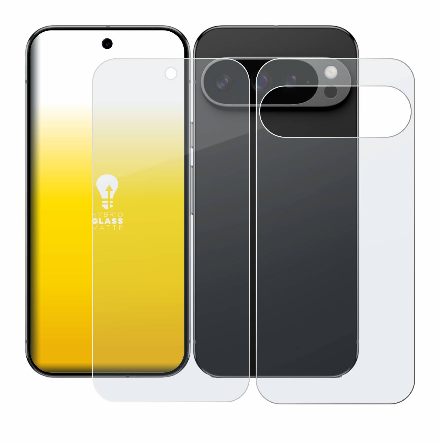 upscreen Hybrid Glas Matt Panzer-Folie für Google Pixel 9 Pro (Display+Rückseite)
