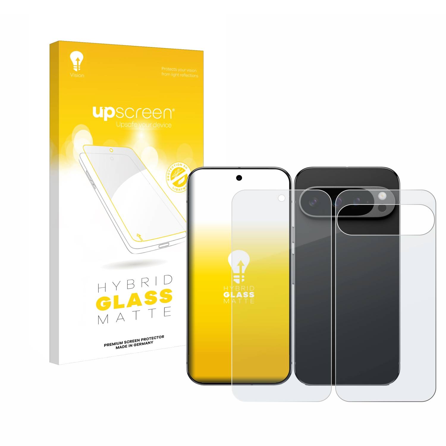 upscreen Hybrid Glas Matt Panzer-Folie für Google Pixel 9 Pro XL (Display+Rückseite)