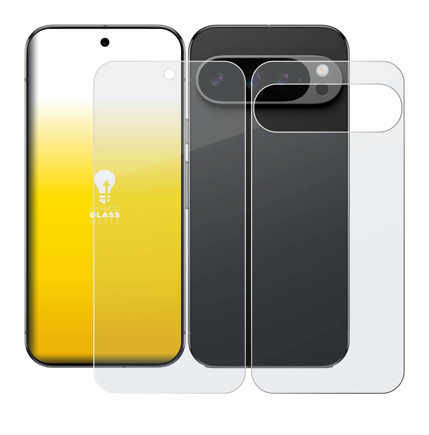 upscreen Hybrid Glas Matt Panzer-Folie für Google Pixel 9 Pro XL (Display+Rückseite)