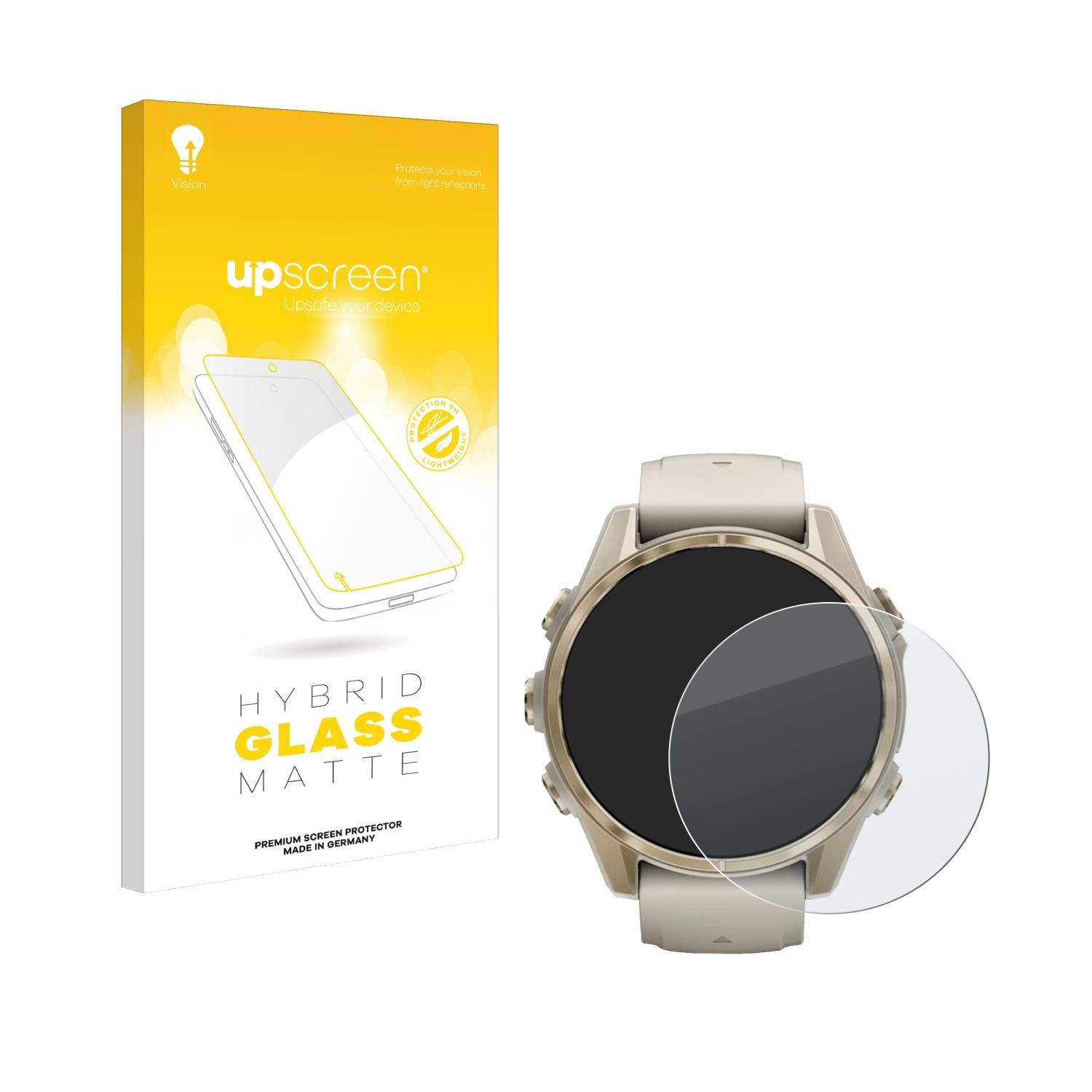 upscreen Hybrid Glas Matt Panzer-Folie für Garmin Fenix 8 (43 mm)