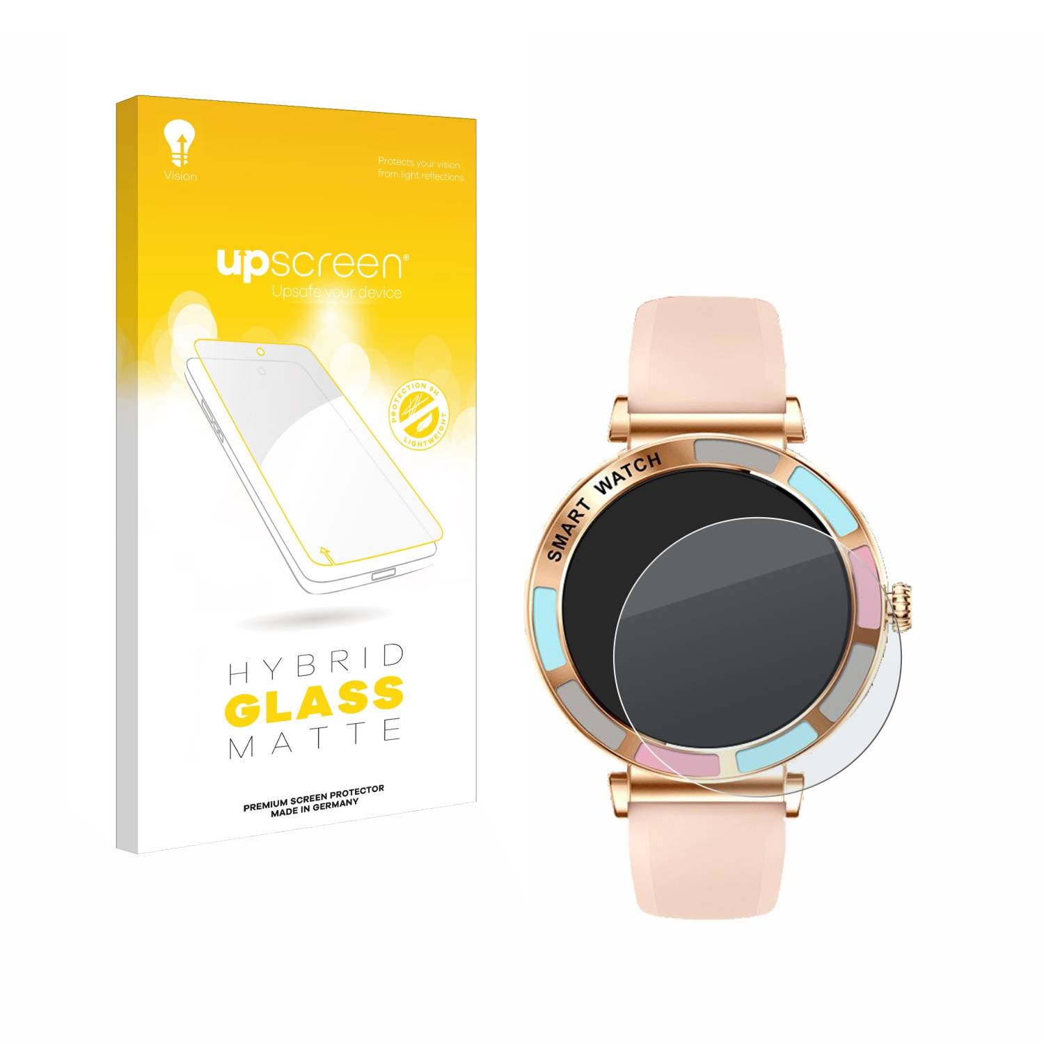upscreen Hybrid Glas Matt Panzer-Folie für Bekomiya Smartwatch 1.27