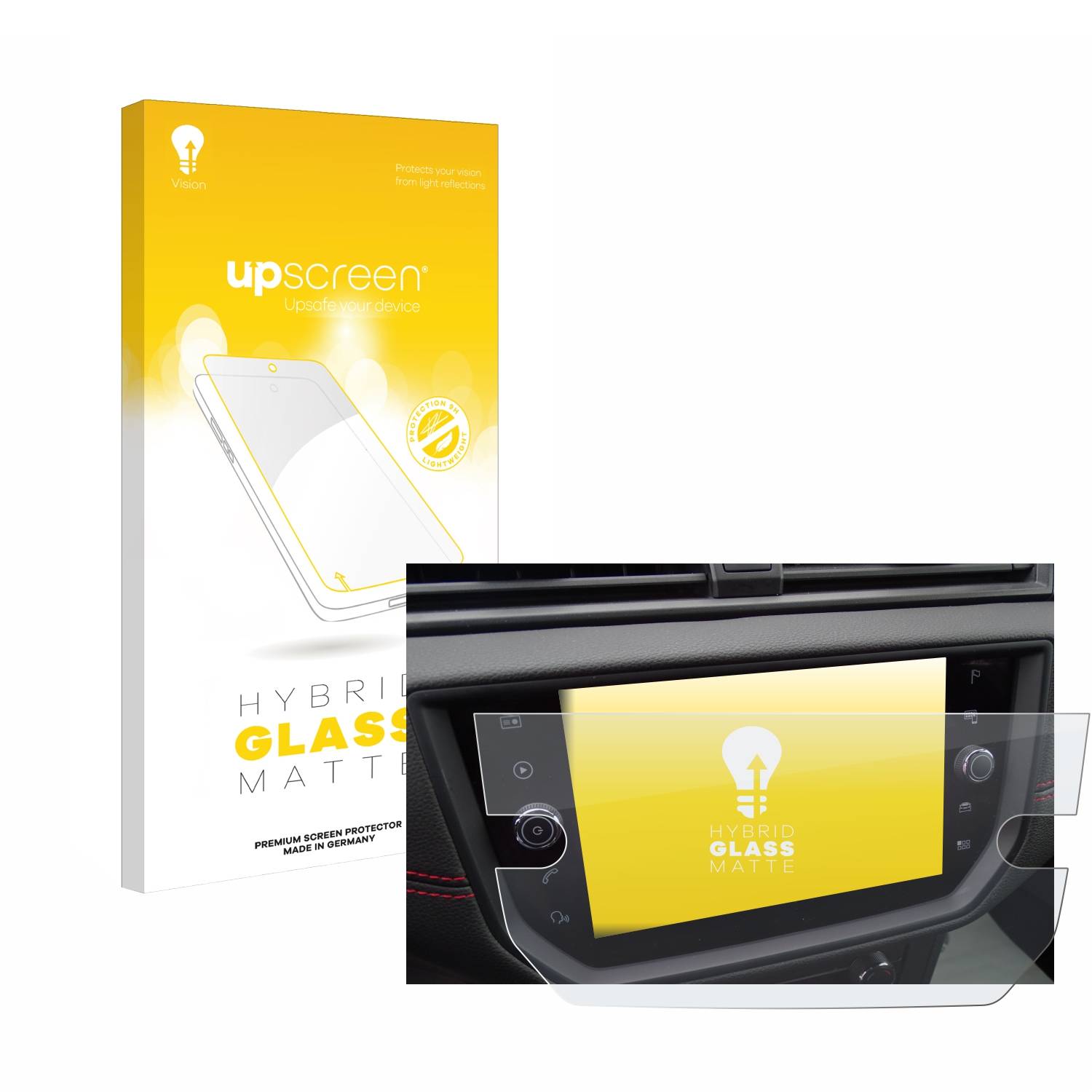 upscreen Hybrid Glas Matt Panzer-Folie für Seat Arona FR Stereo BJ 2019