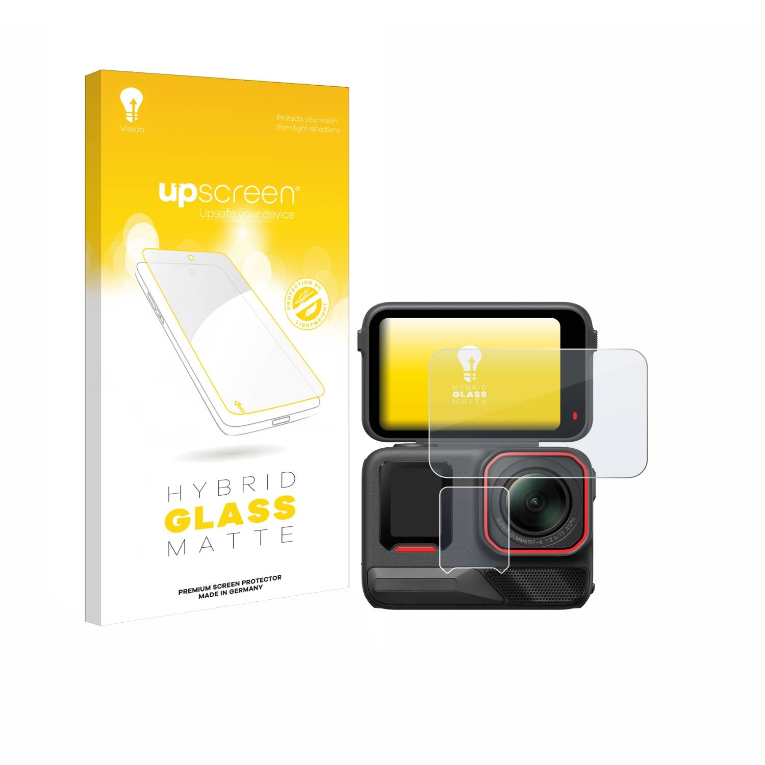 upscreen Hybrid Glas Matt Panzer-Folie für Insta360 Ace Pro 2