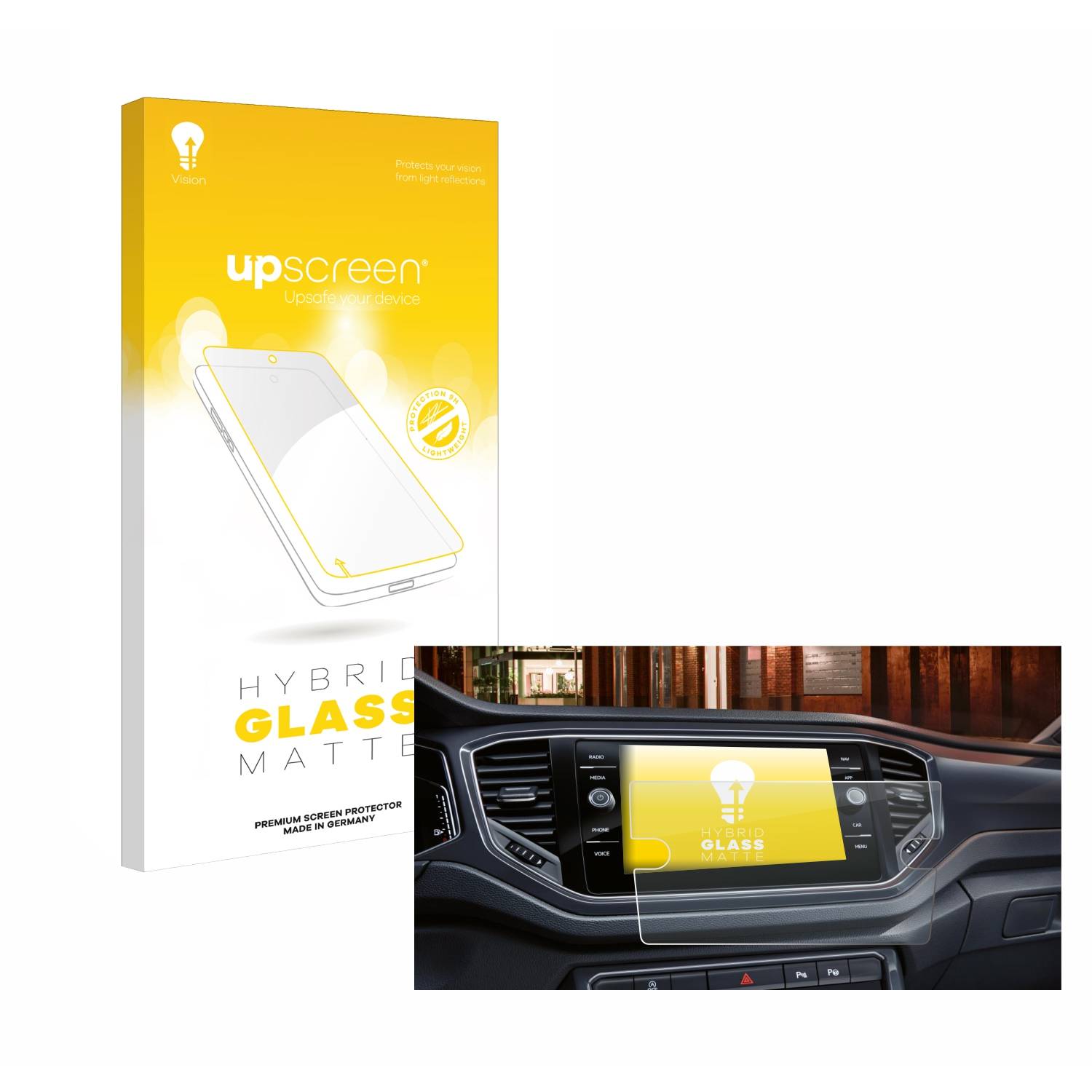 upscreen Hybrid Glas Matt Panzer-Folie für Volkswagen Touran 2.0 Discover Media 8 2019