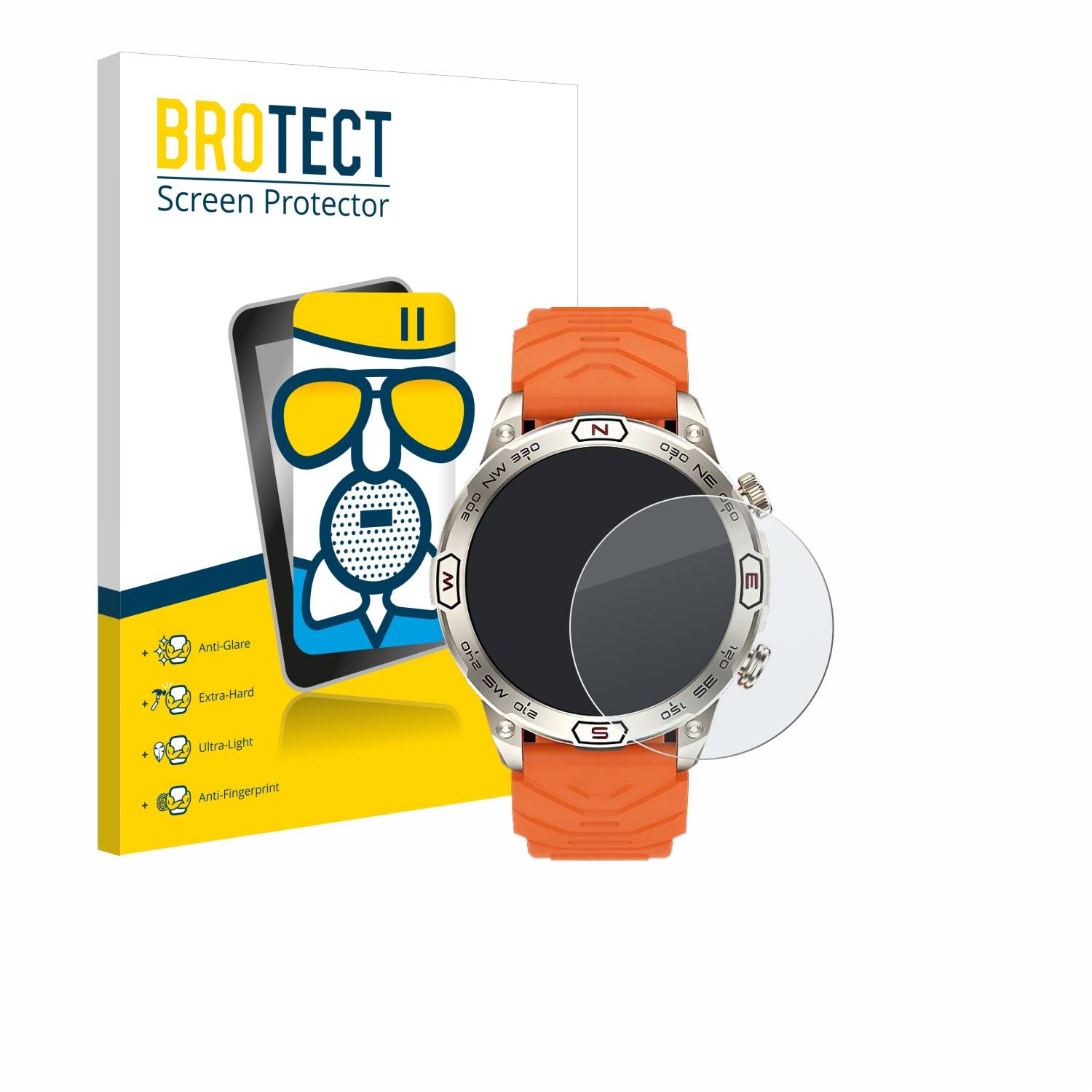 BROTECT AirGlass Matt Glas Panzer Folie für Bytelike Smartwatch 1.43