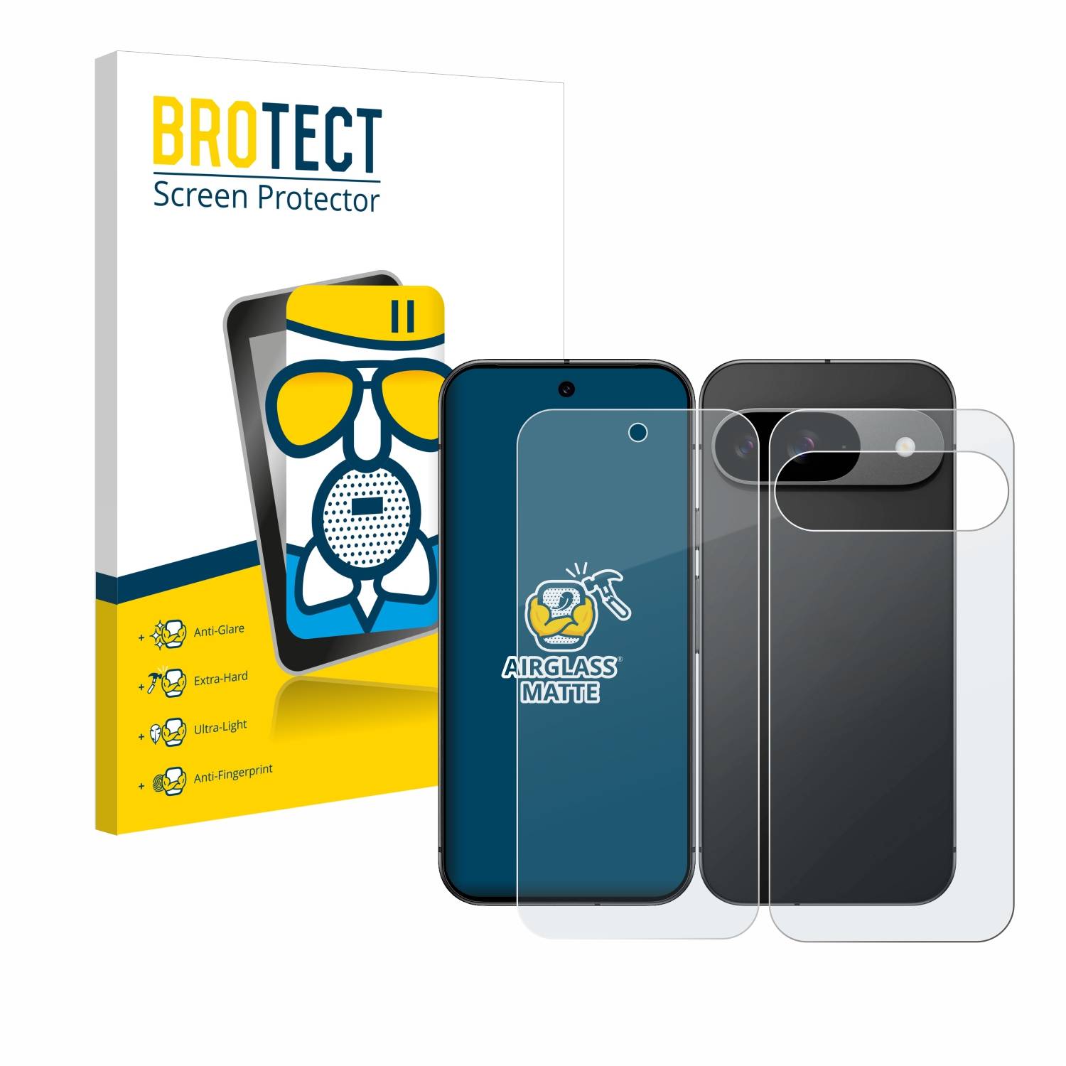 BROTECT AirGlass Matt Glas Panzer Folie für Google Pixel 9 (Display+Rückseite)