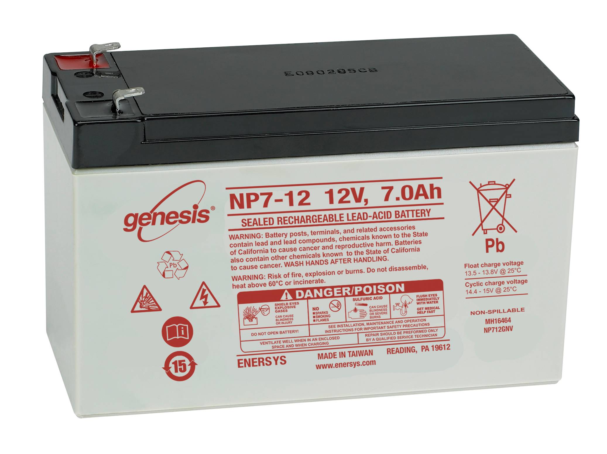 Hawker Genesis Bleiakku HK-NP7-12 VdS 12V 7Ah F1 4,8mm AGM Standby