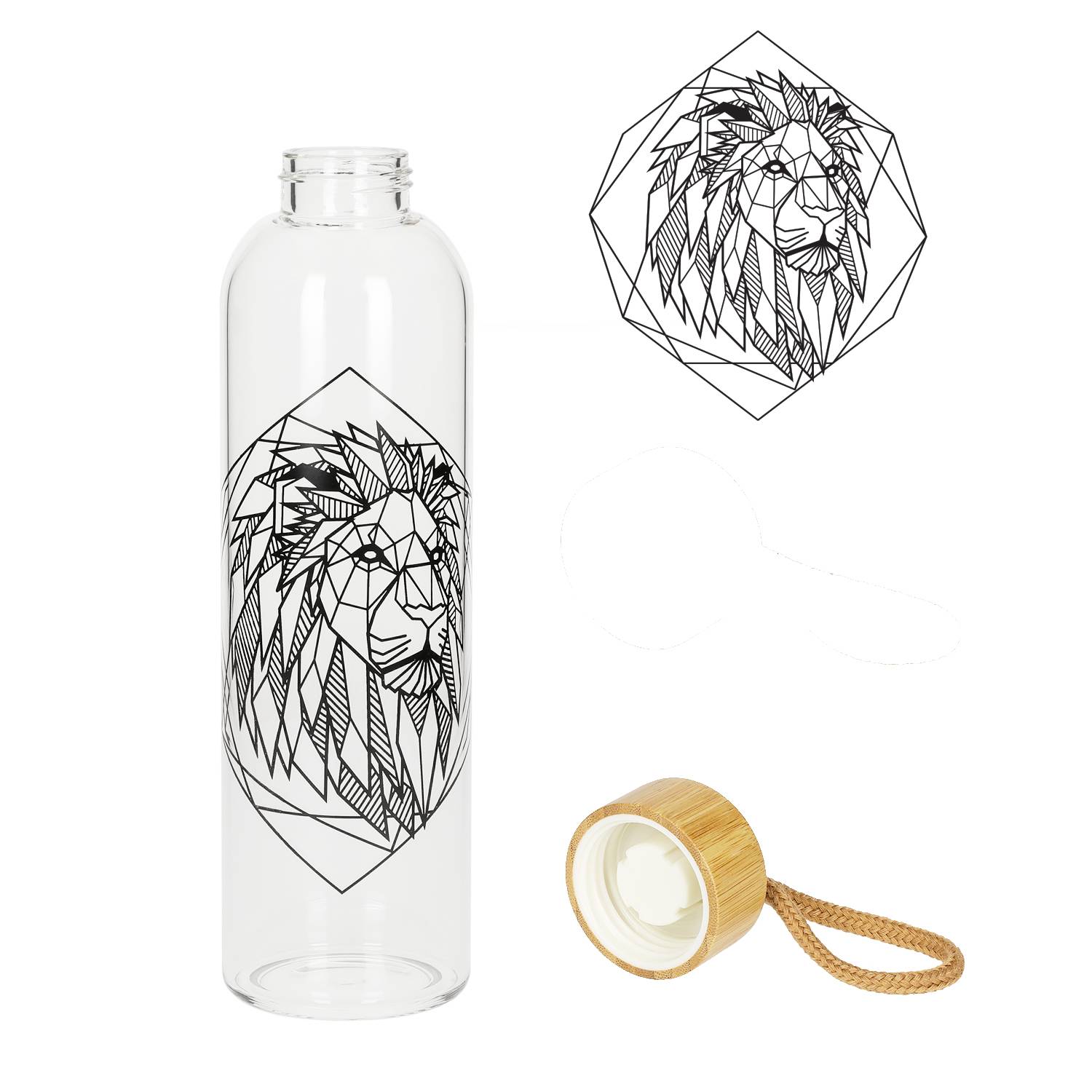 1 L Wasserflasche Bamboo Glasflsache inklusive Neoprentasche