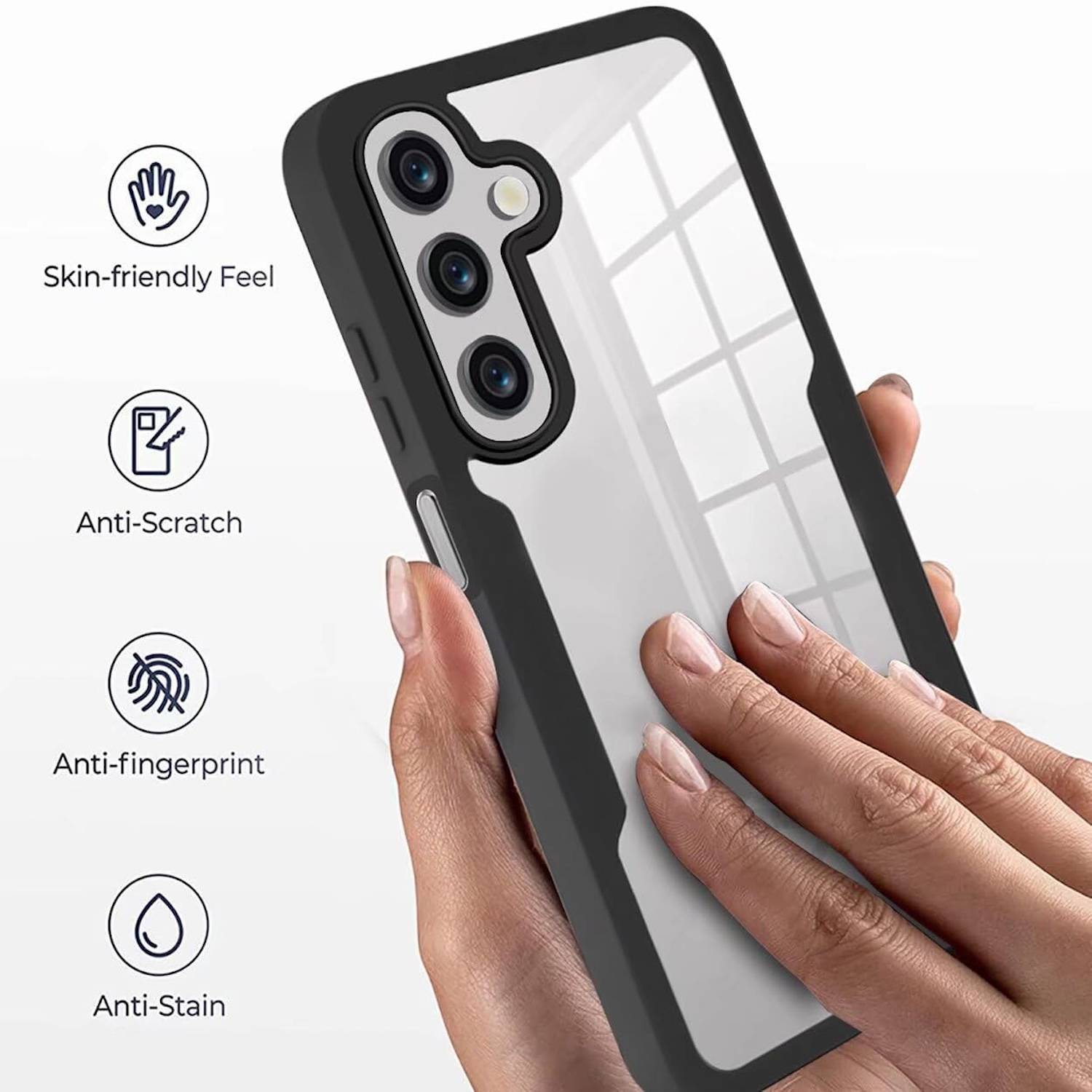 Für Samsung Galaxy A56 / A36 Full Cover 360 Acrylic Hybrid TPU Hülle Schwarz