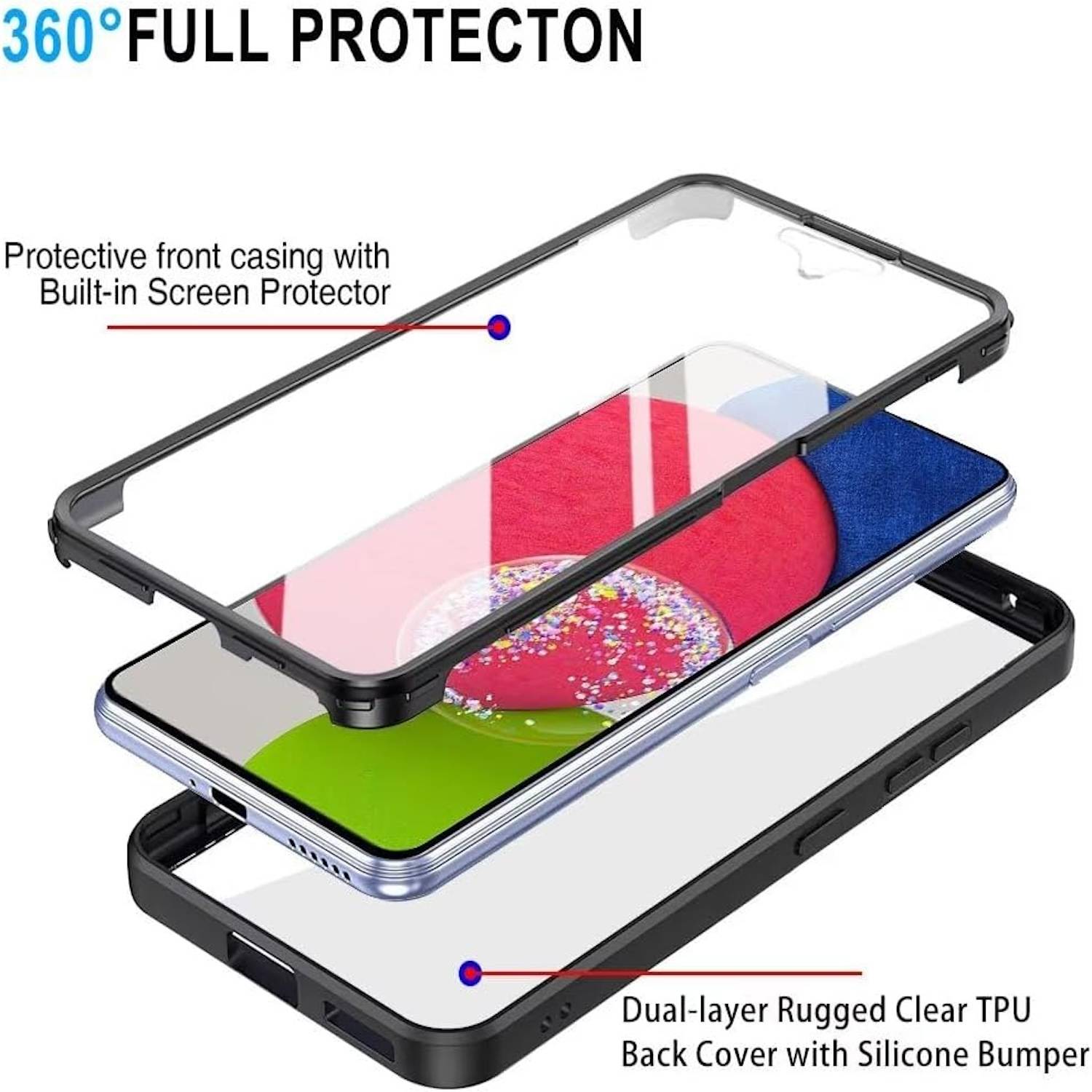 Für Samsung Galaxy A56 / A36 Full Cover 360 Acrylic Hybrid TPU Hülle Schwarz