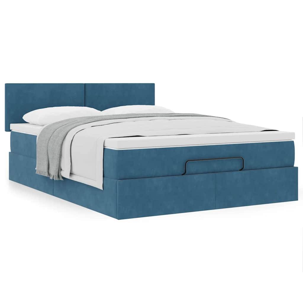 vidaXL Ottoman-Bett mit Matratze Dunkelblau 140x200 cm Samt