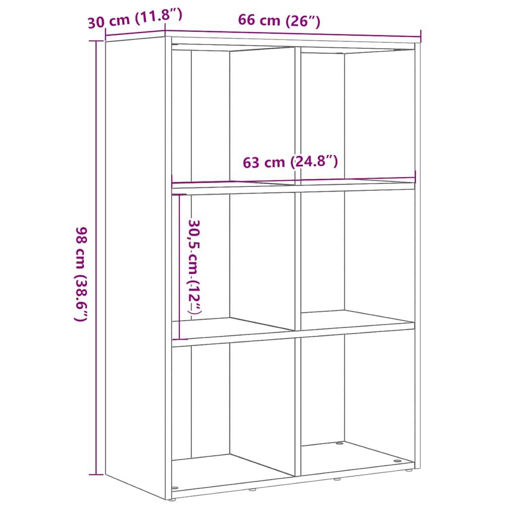 vidaXL Bücherregal Braun Eichen-Optik 66x30x98 cm Holzwerkstoff