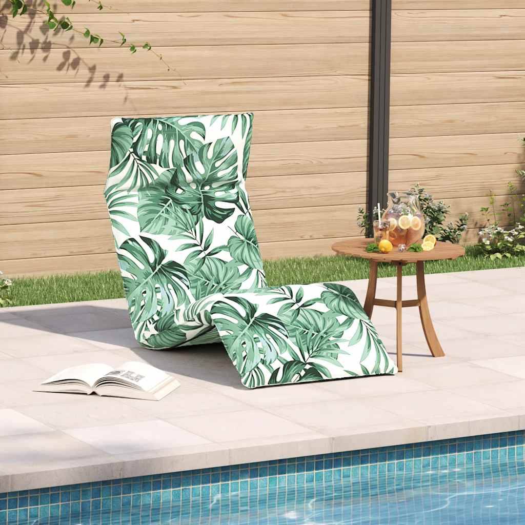 vidaXL Sonnenliege Klappbar Blattmuster 175x54x8,5 cm Oxford-Gewebe