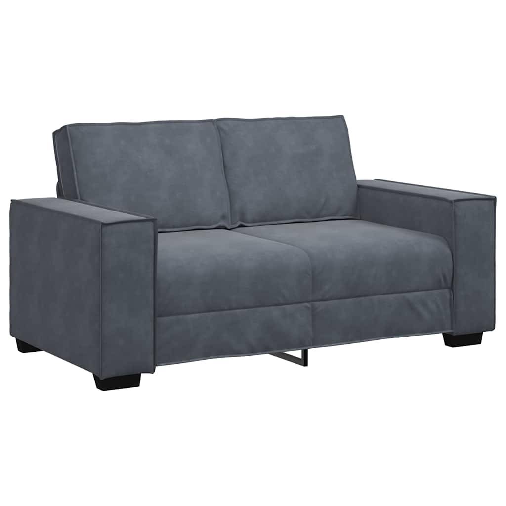 vidaXL 2-tlg. Sofagarnitur mit Kissen Dunkelgrau Samt