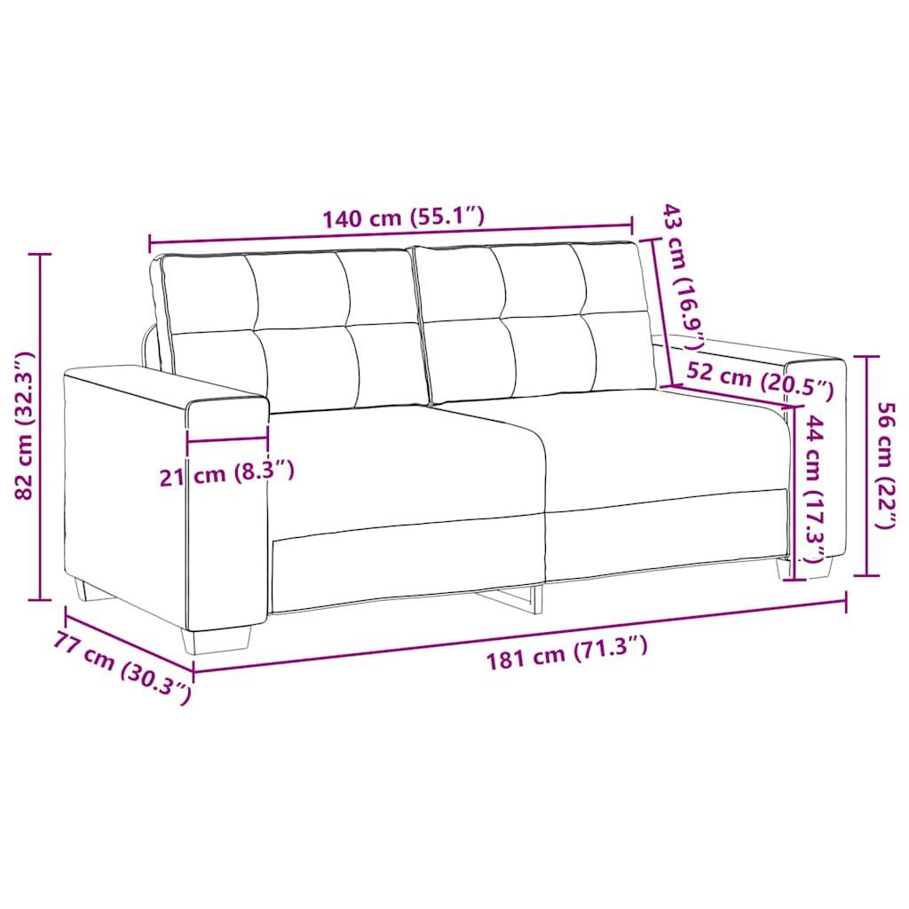vidaXL Zweisitzer-Sofa Hellgrau 140 cm Stoff