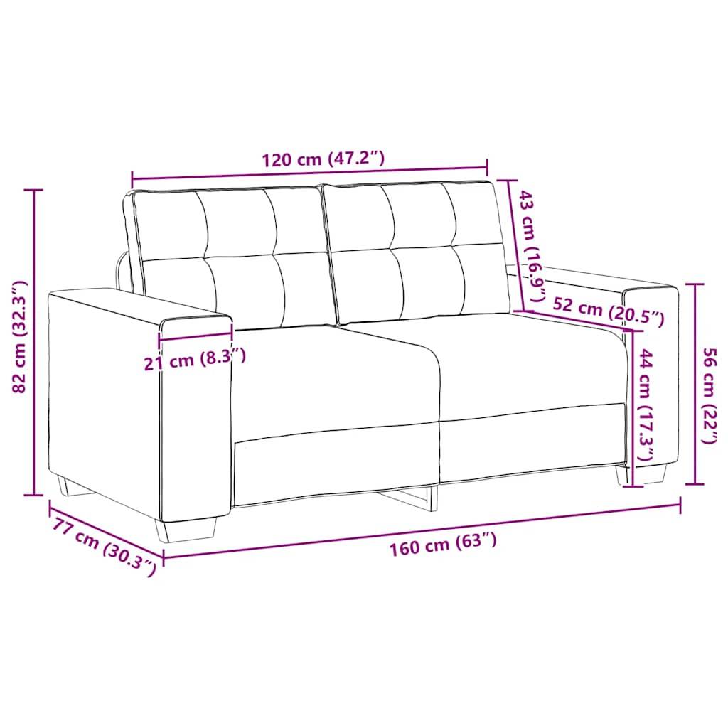 vidaXL Loveseat-Sofa Taupe 160x77x82 cm Stoff