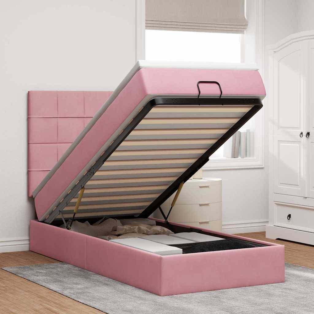 vidaXL Ottoman-Bett mit Matratzen & LEDs Rosa 80x200 cm Samt