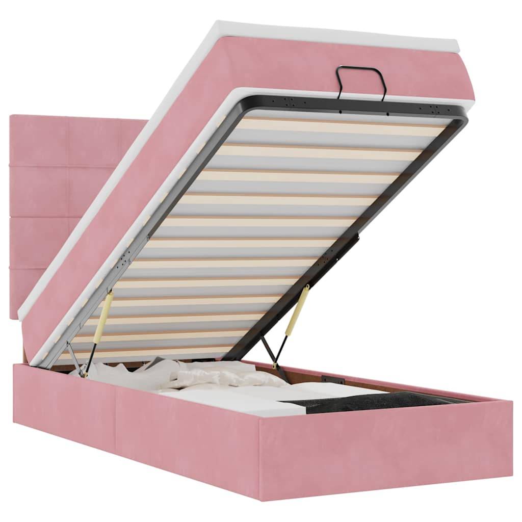 vidaXL Ottoman-Bett mit Matratzen & LEDs Rosa 80x200 cm Samt