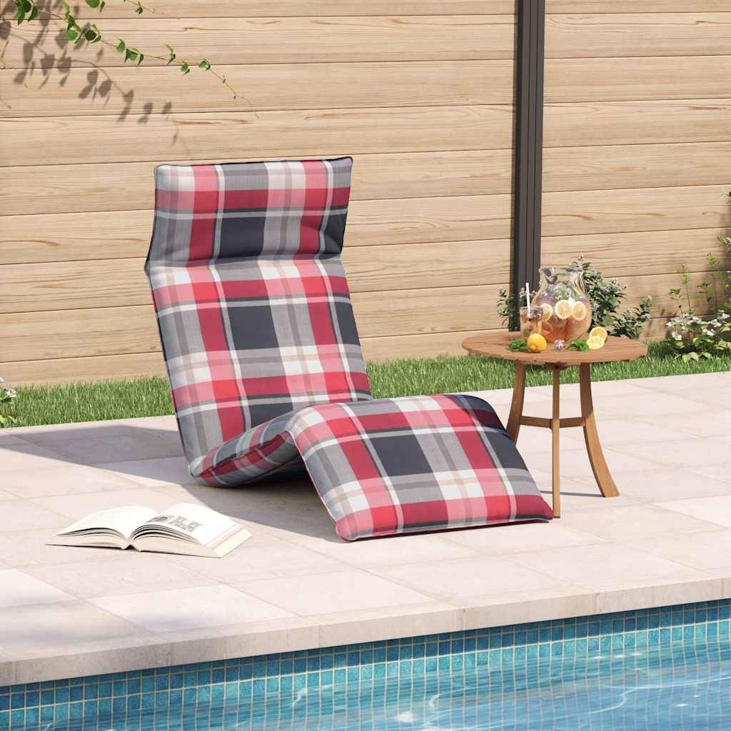 vidaXL Sonnenliege Klappbar Rot Karomuster 175x54x8,5 cm Oxford-Gewebe