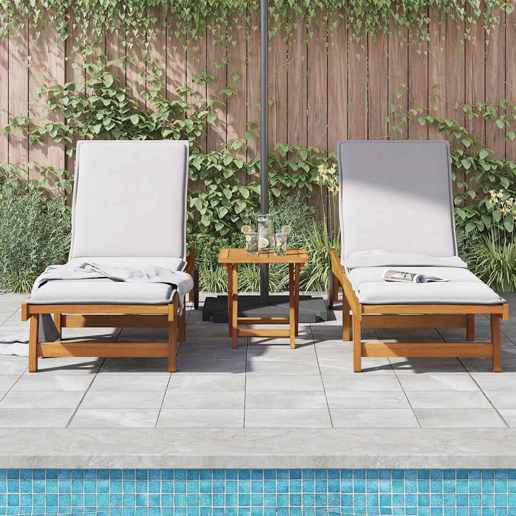 vidaXL Sonnenliegen 2 Stk. mit Tisch Massivholz Akazie