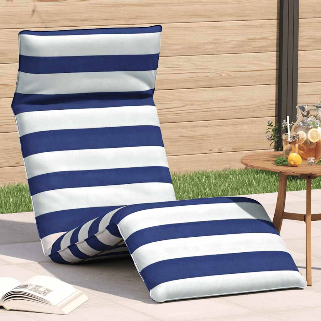 vidaXL Sonnenliege Klappbar Blau und Weiß 175x54x8,5 cm Oxford-Gewebe