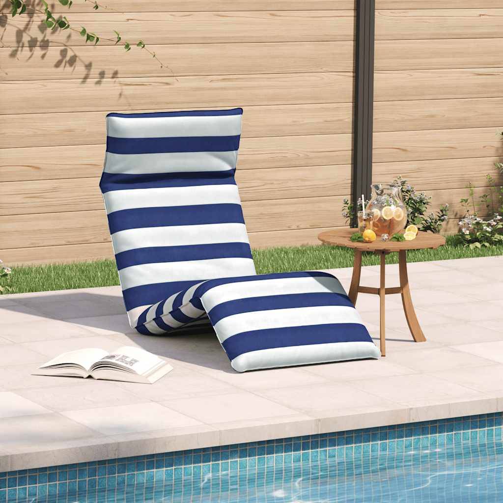 vidaXL Sonnenliege Klappbar Blau und Weiß 175x54x8,5 cm Oxford-Gewebe