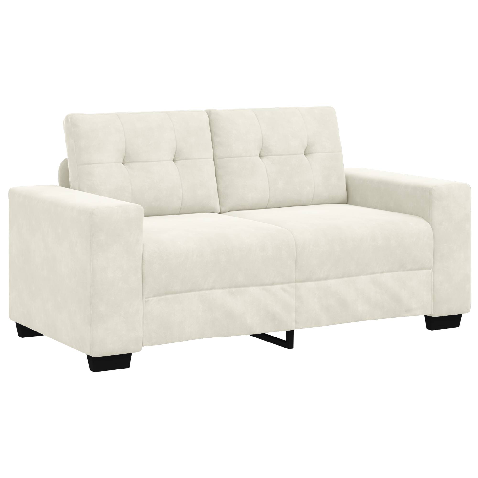 vidaXL 2-tlg. Sofagarnitur mit Kissen Creme Samt