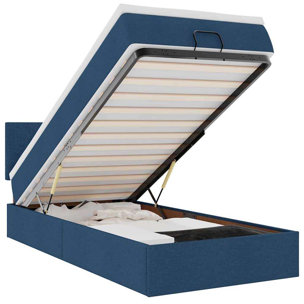 vidaXL Ottomane Bett mit Matratze & LEDs Blau 100x200 cm Stoff