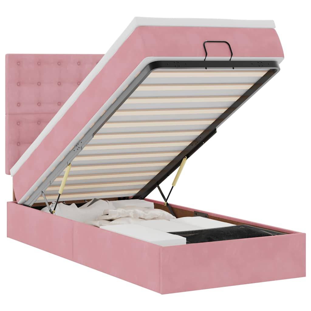 vidaXL Ottoman-Bett mit Matratzen & LEDs Rosa 90x200 cm Samt