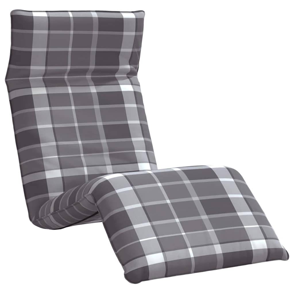 vidaXL Sonnenliege Klappbar Grau Karomuster 175x54x8,5cm Oxford-Gewebe