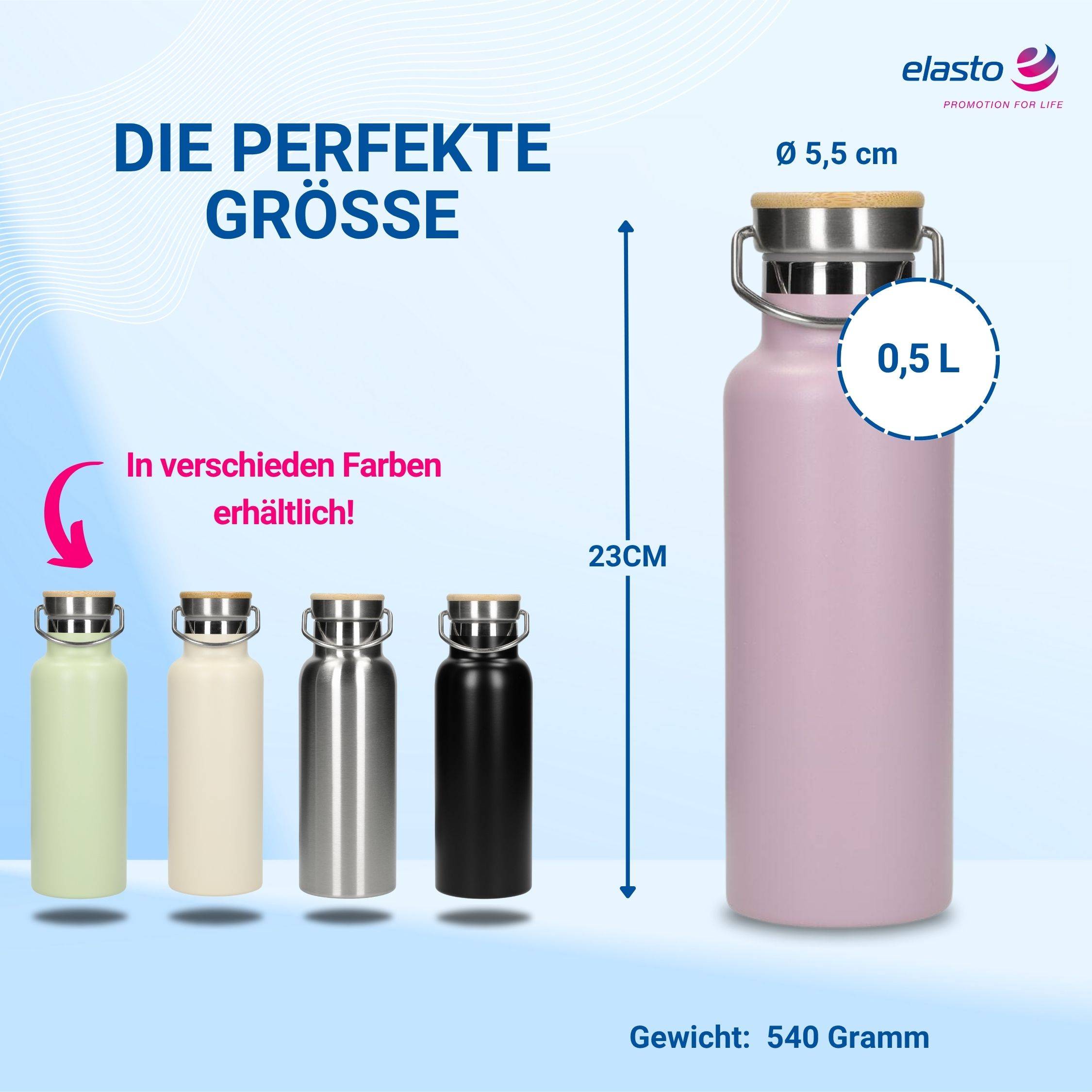 Doppelwandige Isolierflasche 500 ml auslaufsicher Edelstahl Flasche
