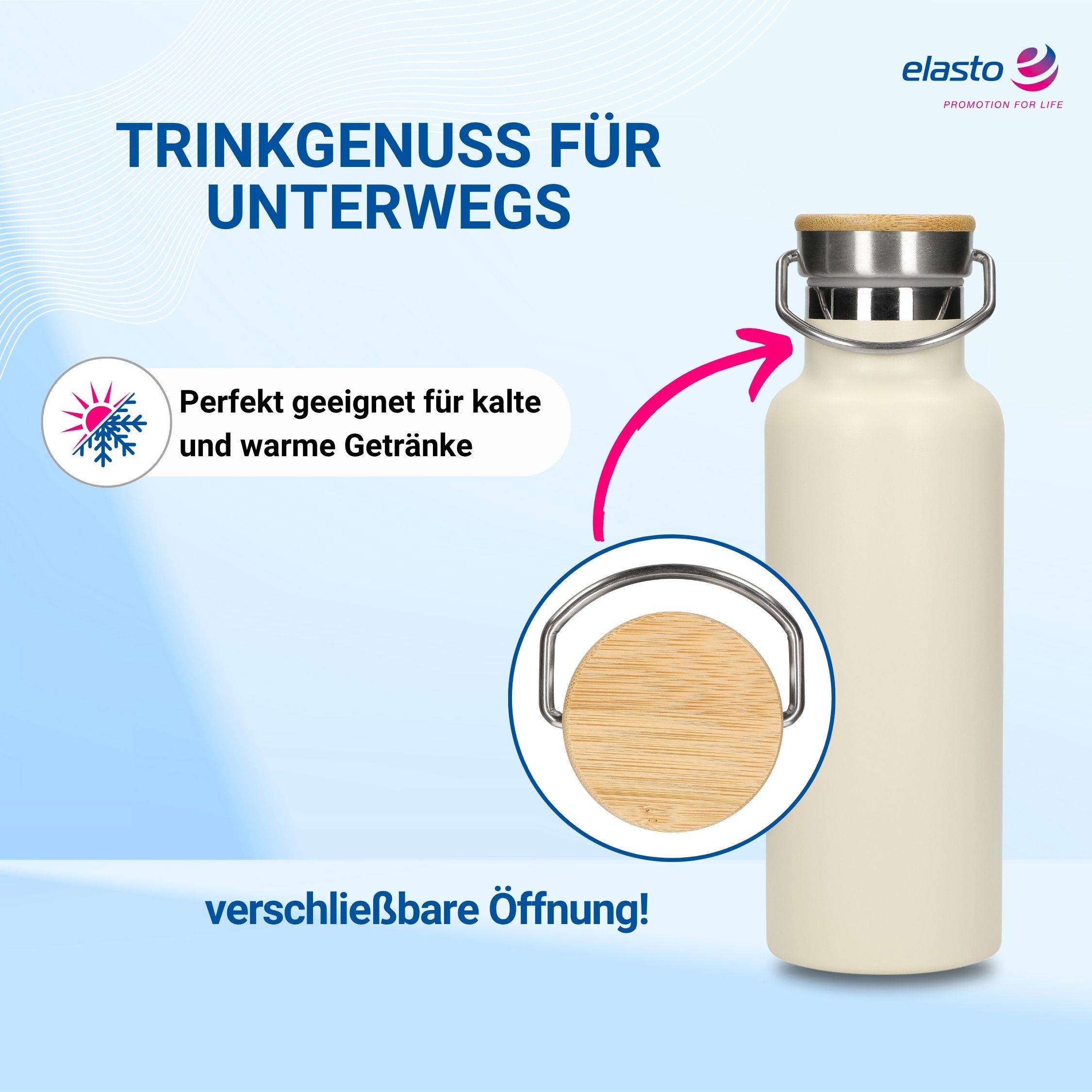 Doppelwandige Isolierflasche 500 ml auslaufsicher Edelstahl Flasche