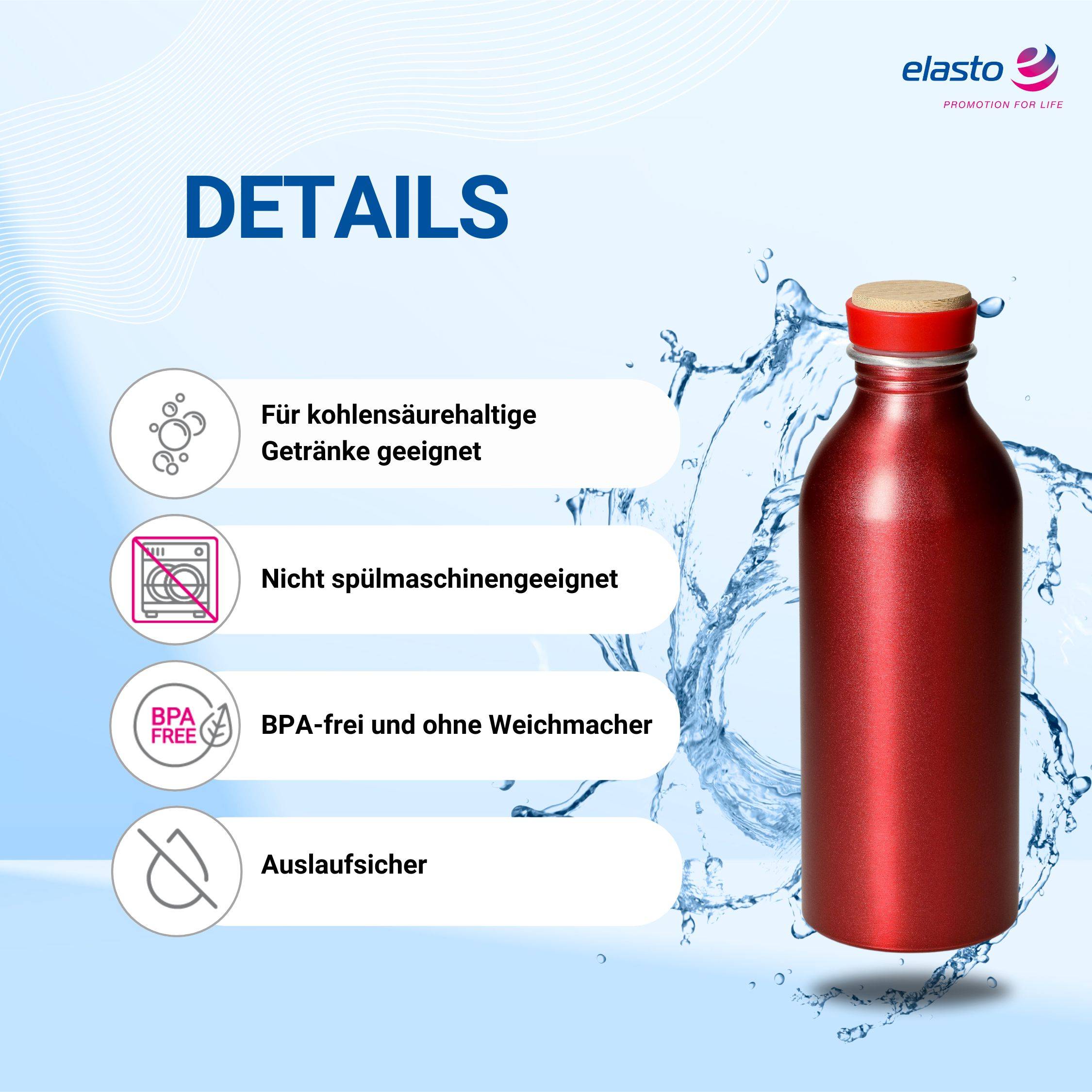 Trinkflasche Kohlensäure geeignet 650 ml auslaufsichere