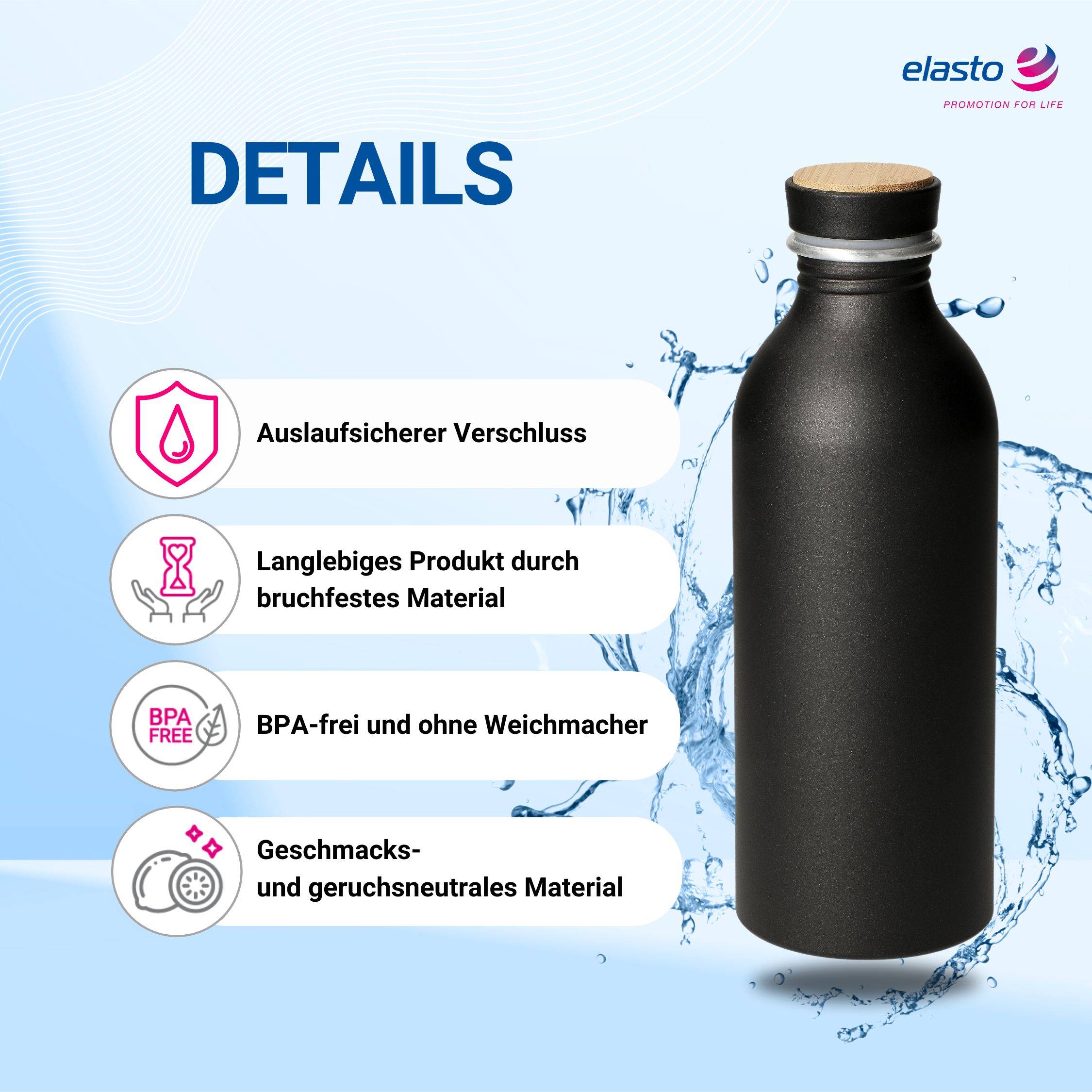 Trinkflasche Kohlensäure geeignet 650 ml auslaufsichere