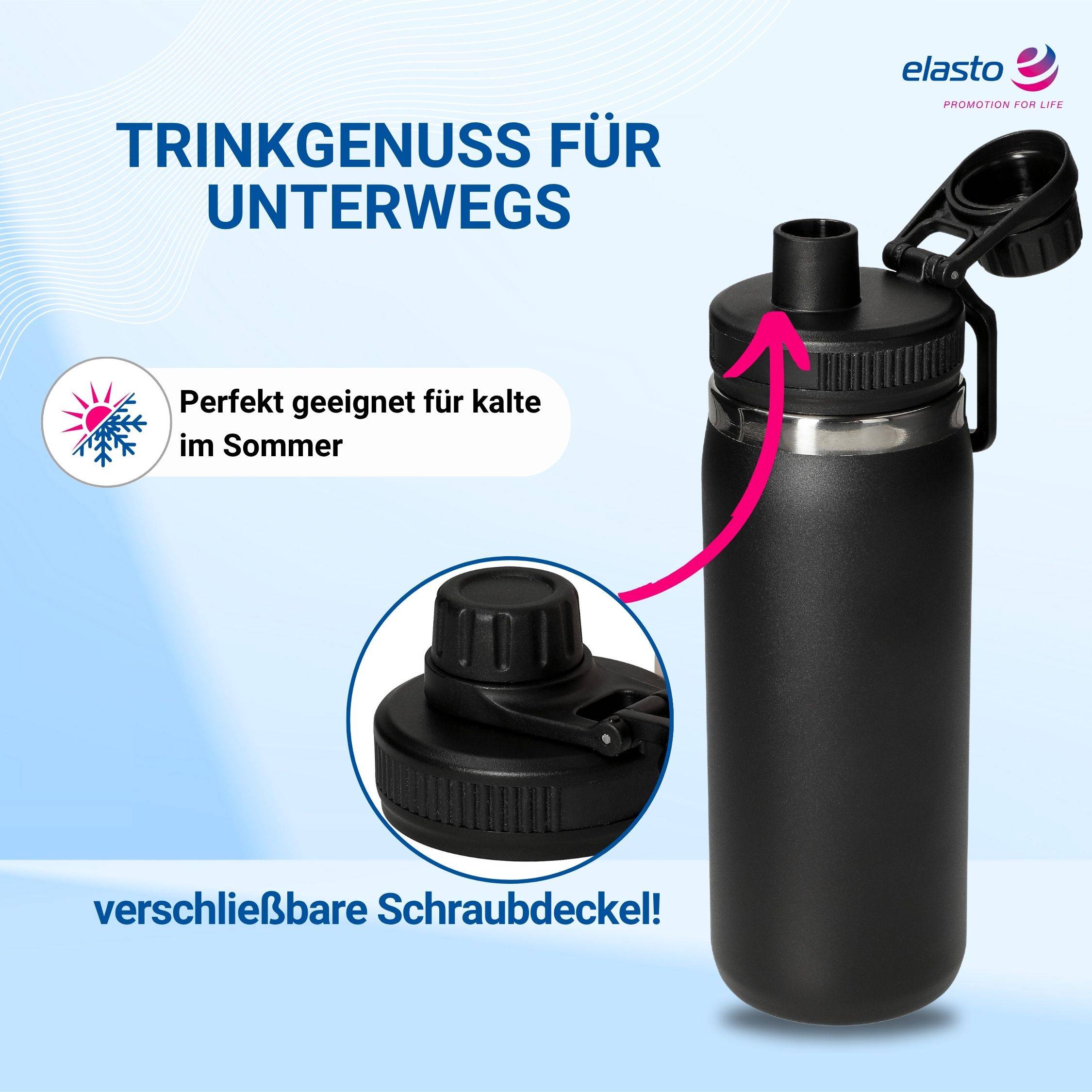 Edelstahl Thermoflasche für Kinder & Erwachsene mit Henkel