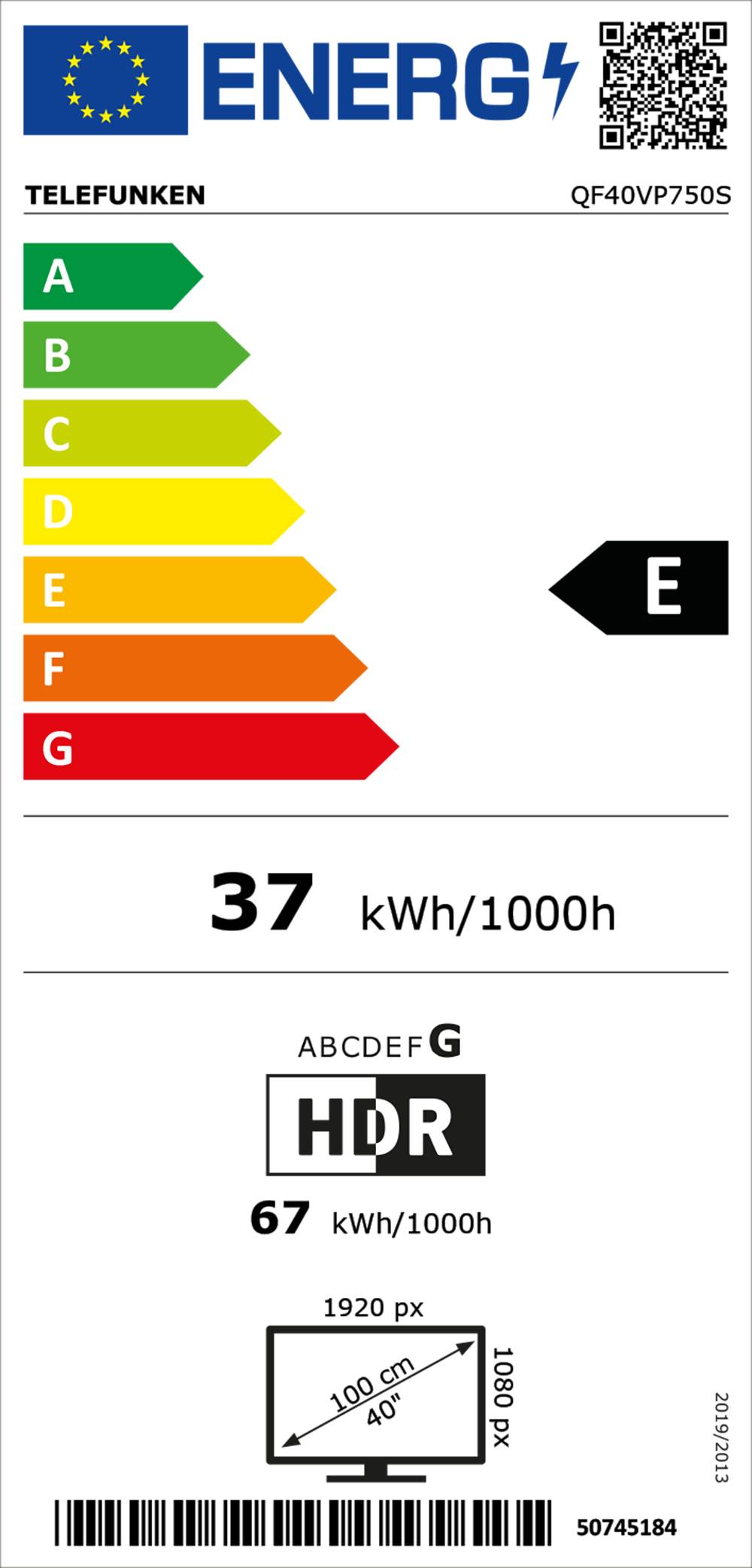 Telefunken QLED Fernseher 40 Zoll Smart TV VIDAA QF40VP750S Full HD Fernseher HDR TV Triple-Tuner