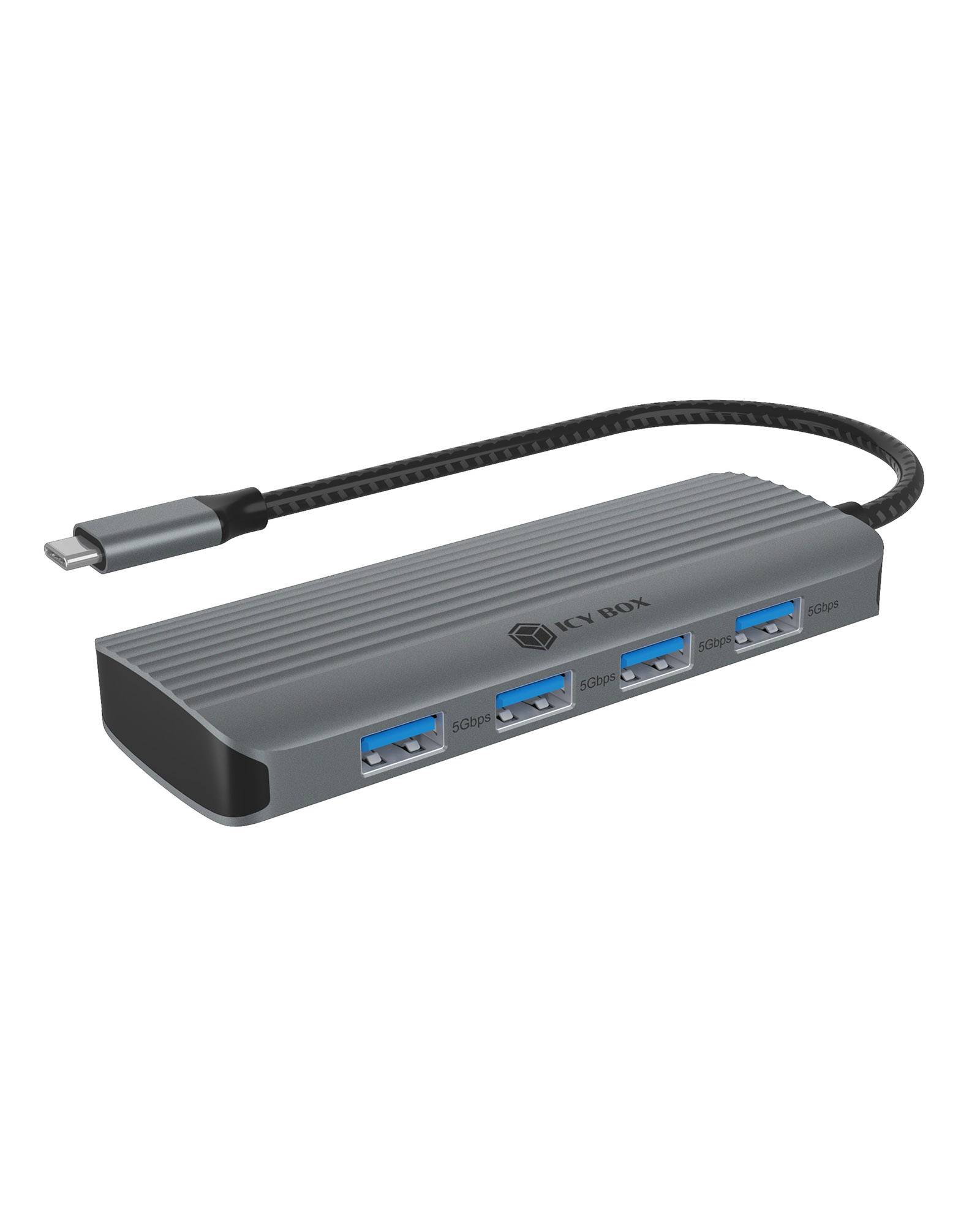 ICY BOX IB-DK4022a-CPD, 6 in 1 Docking station, 1x HDMI 4K60Hz, 4x USB Type-A 5 Gbit/s, 1x USB Type-C for PD 3.0 max 100W, Kabelgebunden, USB 3.2