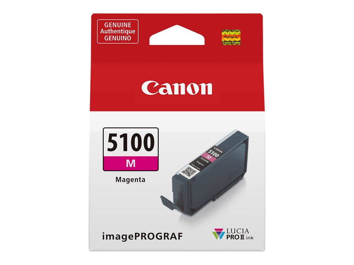 Canon imagePROGRAF Magenta-Tintenpatrone, Modell 5100 M, wie auf der Produktverpackung gezeigt.